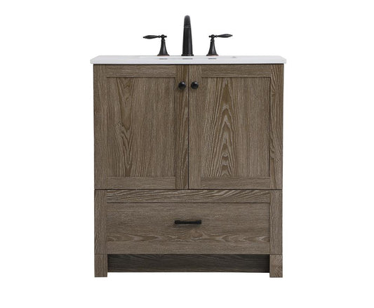 Elegant Furniture & Lighting - Soma 30 inch Single Bathroom Vanity in Weathered oak - VF2830WO veiw 1