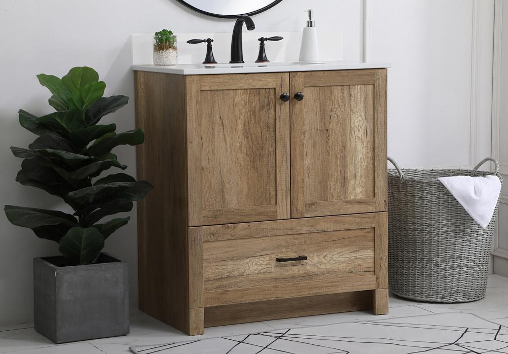 Elegant Furniture & Lighting - Soma 30 inch Single Bathroom Vanity in Natural oak with Backsplash - VF2830NT-BS veiw 8