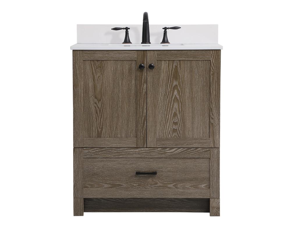 Elegant Furniture & Lighting - Soma 30 inch Single Bathroom Vanity in Weathered oak with Backsplash - VF2830WO-BS veiw 1