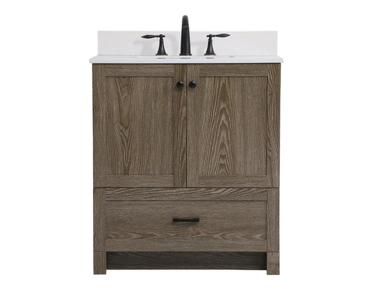 Elegant Furniture & Lighting - Soma 30 inch Single Bathroom Vanity in Weathered oak with Backsplash - VF2830WO-BS veiw 1