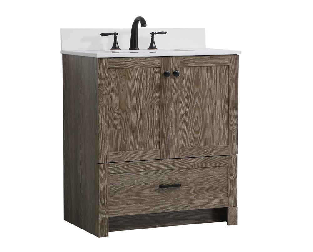 Elegant Furniture & Lighting - Soma 30 inch Single Bathroom Vanity in Weathered oak with Backsplash - VF2830WO-BS veiw 13