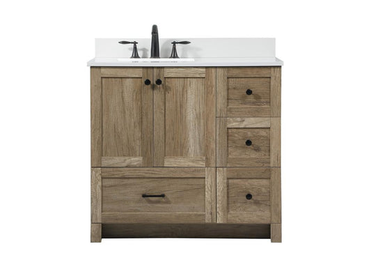 Elegant Furniture & Lighting - Soma 36 inch Single bathroom vanity in natural oak with backsplash - VF2836NT-BS veiw 1