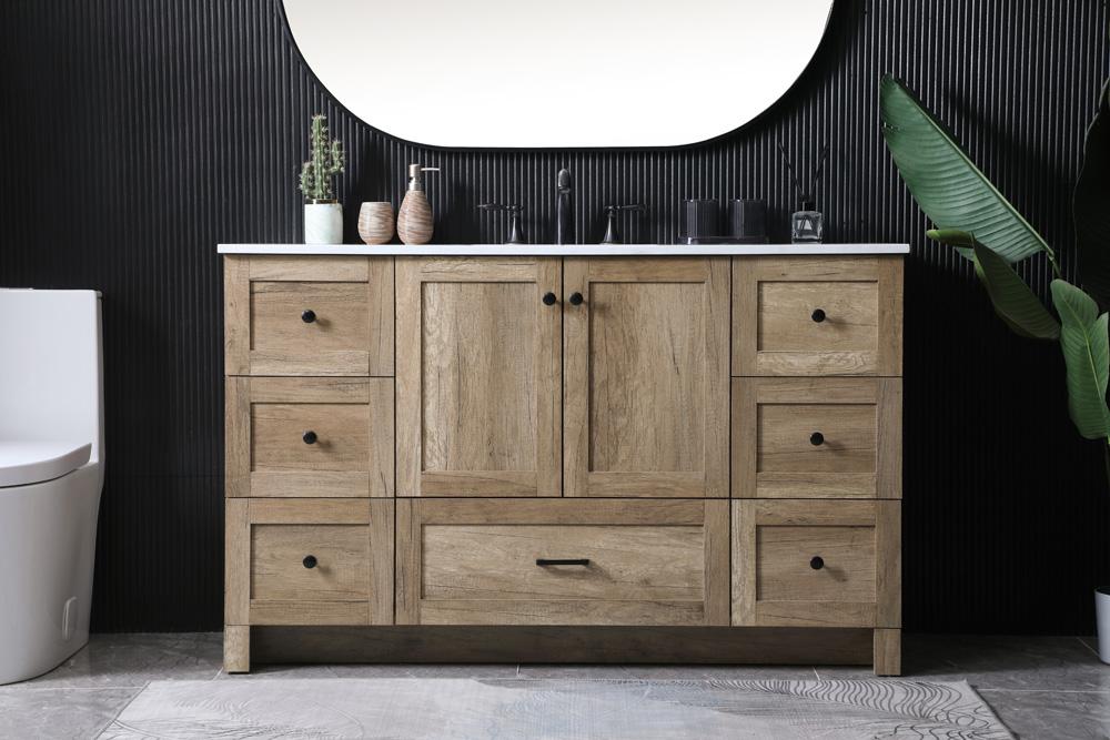Elegant Furniture & Lighting - Soma 54 Inch SIngle Bathroom Vanity In Natural Oak - VF2854NT veiw 2
