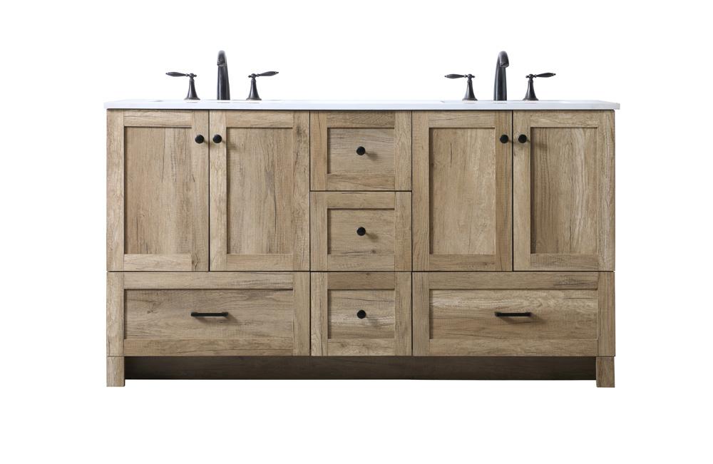 Elegant Furniture & Lighting - Soma 60 Inch Double Bathroom Vanity In Natural Oak - VF2860DNT veiw 1