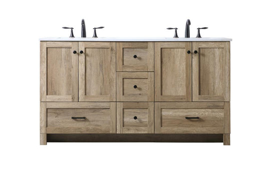Elegant Furniture & Lighting - Soma 60 Inch Double Bathroom Vanity In Natural Oak - VF2860DNT veiw 1