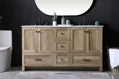 Elegant Furniture & Lighting - Soma 60 Inch Double Bathroom Vanity In Natural Oak - VF2860DNT veiw 2