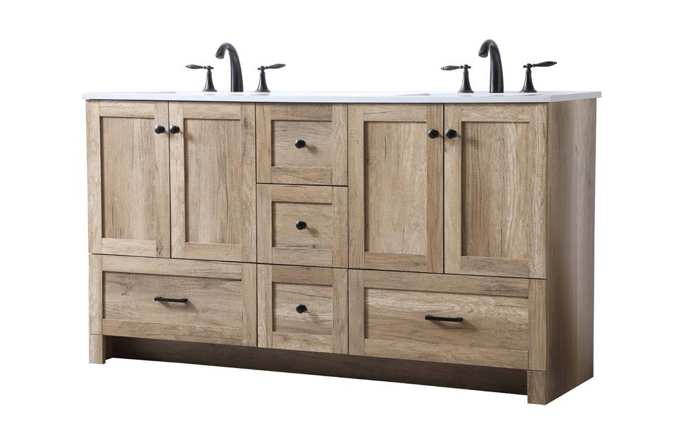 Elegant Furniture & Lighting - Soma 60 Inch Double Bathroom Vanity In Natural Oak - VF2860DNT veiw 8