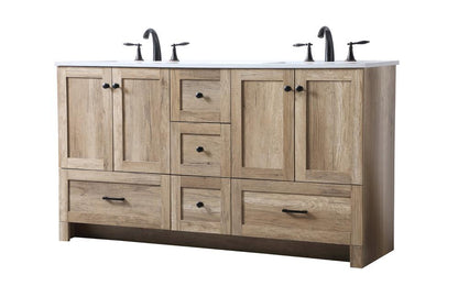 Elegant Furniture & Lighting - Soma 60 Inch Double Bathroom Vanity In Natural Oak - VF2860DNT veiw 8