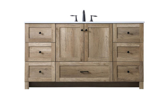 Elegant Furniture & Lighting - Soma 60 Inch SIngle Bathroom Vanity In Natural Oak - VF2860NT veiw 1