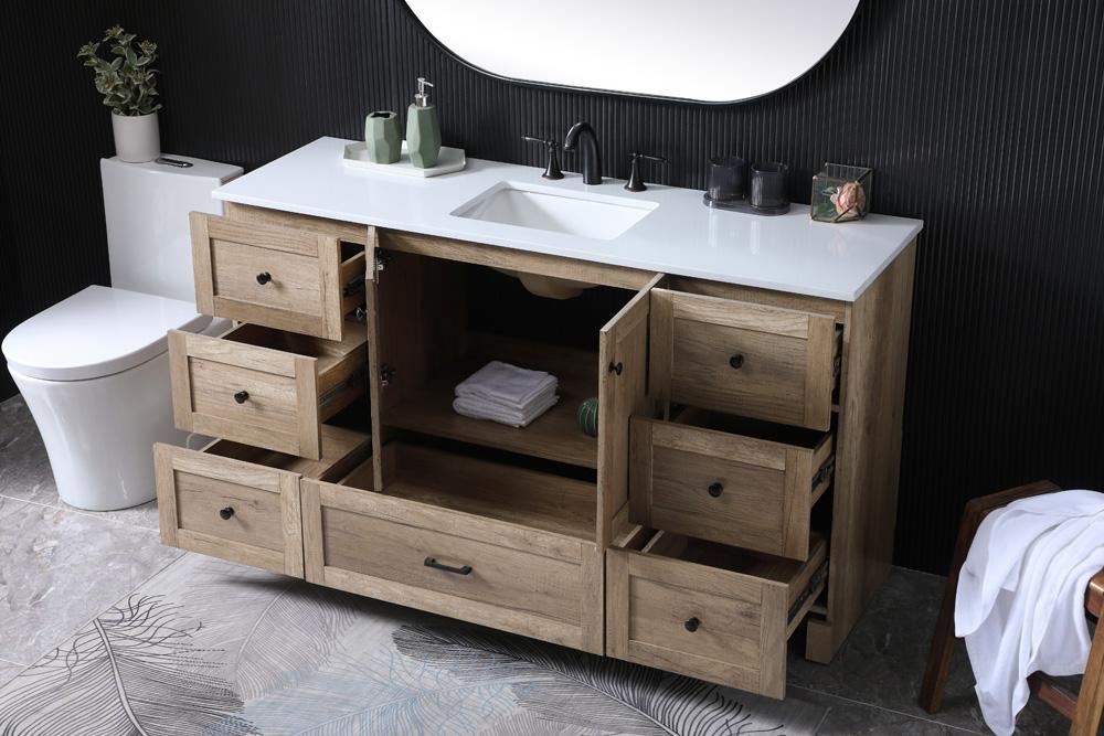 Elegant Furniture & Lighting - Soma 60 Inch SIngle Bathroom Vanity In Natural Oak - VF2860NT veiw 4