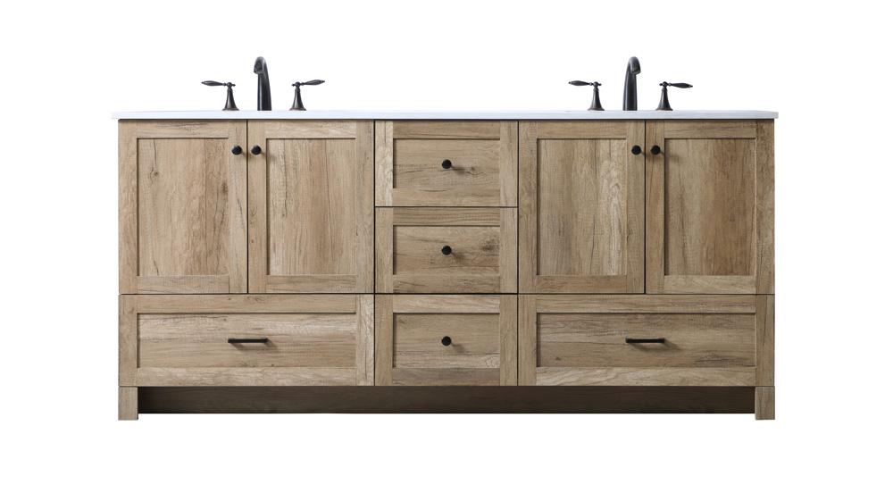 Elegant Furniture & Lighting - Soma 72 Inch Double Bathroom Vanity In Natural Oak - VF2872DNT veiw 1