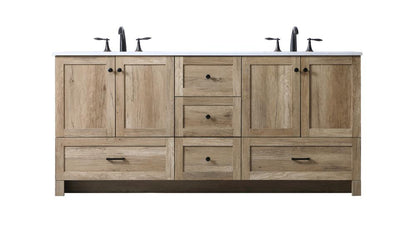 Elegant Furniture & Lighting - Soma 72 Inch Double Bathroom Vanity In Natural Oak - VF2872DNT veiw 1