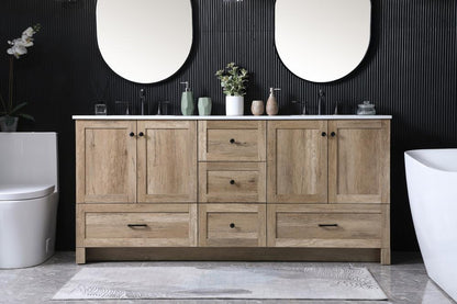 Elegant Furniture & Lighting - Soma 72 Inch Double Bathroom Vanity In Natural Oak - VF2872DNT veiw 2