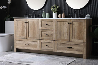 Elegant Furniture & Lighting - Soma 72 Inch Double Bathroom Vanity In Natural Oak - VF2872DNT veiw 3