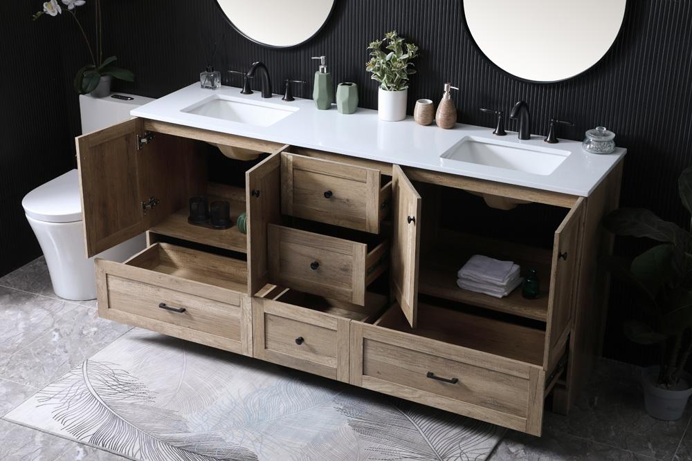 Elegant Furniture & Lighting - Soma 72 Inch Double Bathroom Vanity In Natural Oak - VF2872DNT veiw 4