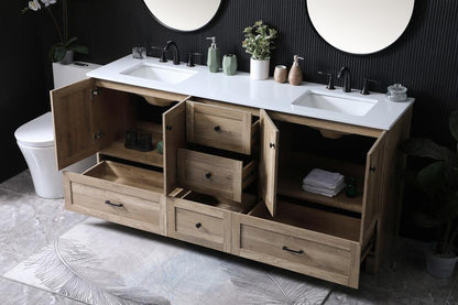 Elegant Furniture & Lighting - Soma 72 Inch Double Bathroom Vanity In Natural Oak - VF2872DNT veiw 4