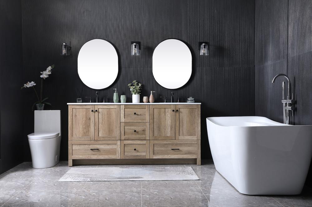 Elegant Furniture & Lighting - Soma 72 Inch Double Bathroom Vanity In Natural Oak - VF2872DNT veiw 5