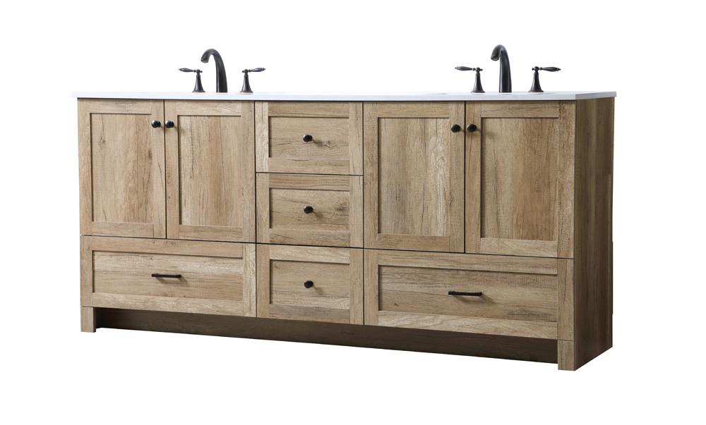 Elegant Furniture & Lighting - Soma 72 Inch Double Bathroom Vanity In Natural Oak - VF2872DNT veiw 8