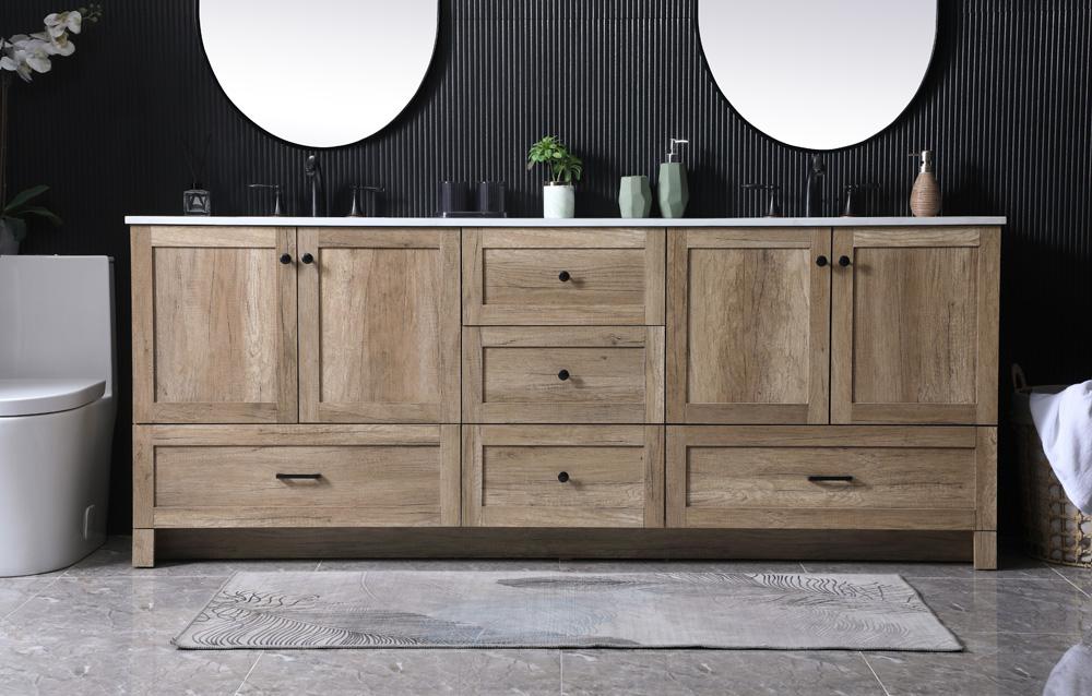 Elegant Furniture & Lighting - Soma 84 Inch Double Bathroom Vanity In Natural Oak - VF2884DNT veiw 2