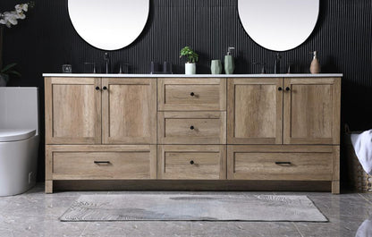 Elegant Furniture & Lighting - Soma 84 Inch Double Bathroom Vanity In Natural Oak - VF2884DNT veiw 2