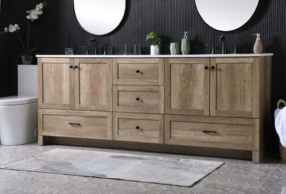 Elegant Furniture & Lighting - Soma 84 Inch Double Bathroom Vanity In Natural Oak - VF2884DNT veiw 3