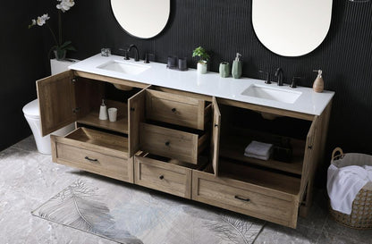 Elegant Furniture & Lighting - Soma 84 Inch Double Bathroom Vanity In Natural Oak - VF2884DNT veiw 4