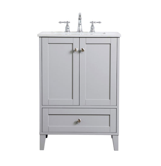 Elegant Furniture & Lighting - Sommerville 24 inch Single Bathroom Vanity in Grey - VF18024GR veiw 1