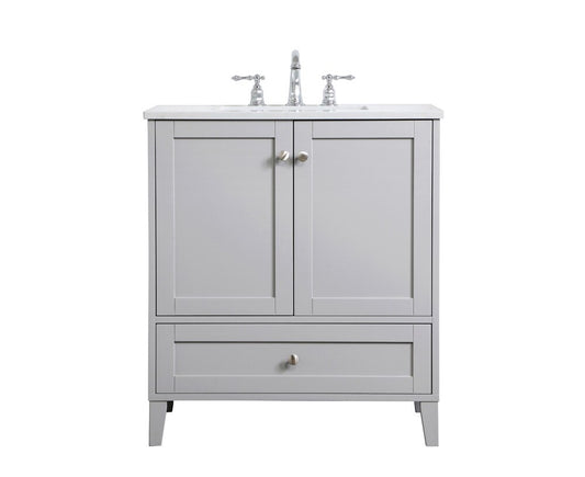 Elegant Furniture & Lighting - Sommerville 30 inch Single Bathroom Vanity in Grey - VF18030GR veiw 1