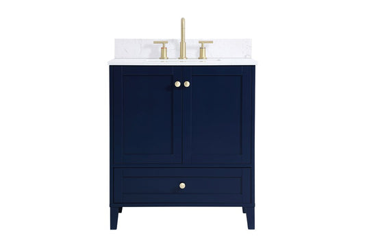 Elegant Furniture & Lighting - Sommerville 30 inch Single Bathroom Vanity in Blue with Backsplash - VF18030BL-BS veiw 1