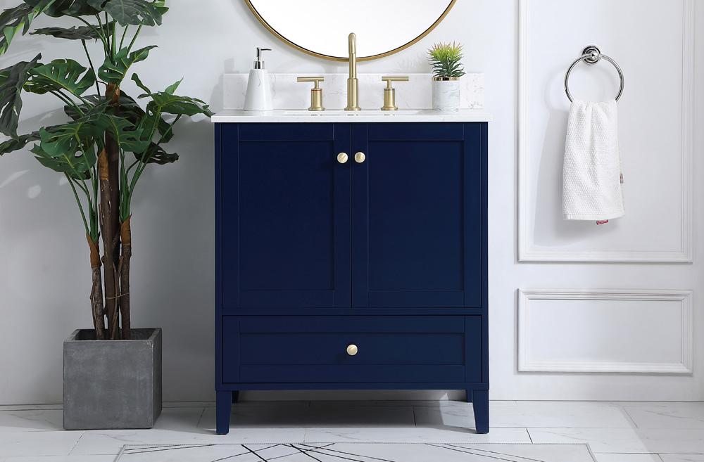 Elegant Furniture & Lighting - Sommerville 30 inch Single Bathroom Vanity in Blue with Backsplash - VF18030BL-BS veiw 2