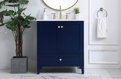Elegant Furniture & Lighting - Sommerville 30 inch Single Bathroom Vanity in Blue with Backsplash - VF18030BL-BS veiw 2
