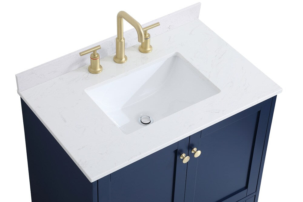 Elegant Furniture & Lighting - Sommerville 30 inch Single Bathroom Vanity in Blue with Backsplash - VF18030BL-BS veiw 3