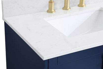 Elegant Furniture & Lighting - Sommerville 30 inch Single Bathroom Vanity in Blue with Backsplash - VF18030BL-BS veiw 4