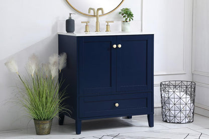Elegant Furniture & Lighting - Sommerville 30 inch Single Bathroom Vanity in Blue with Backsplash - VF18030BL-BS veiw 8