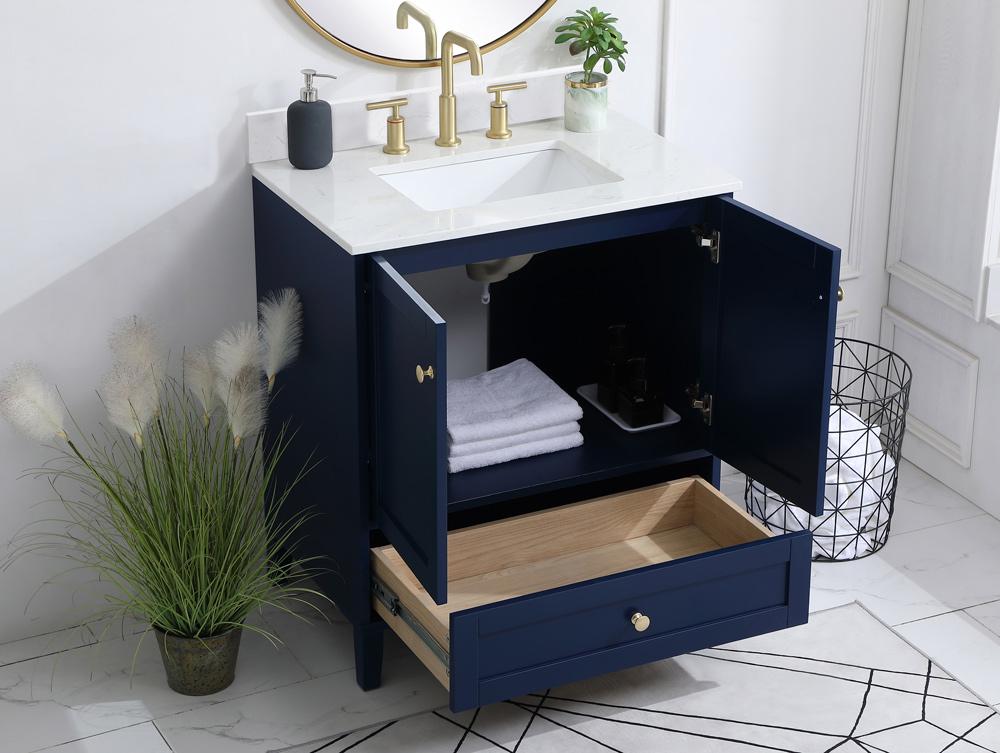 Elegant Furniture & Lighting - Sommerville 30 inch Single Bathroom Vanity in Blue with Backsplash - VF18030BL-BS veiw 9