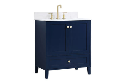 Elegant Furniture & Lighting - Sommerville 30 inch Single Bathroom Vanity in Blue with Backsplash - VF18030BL-BS veiw 13