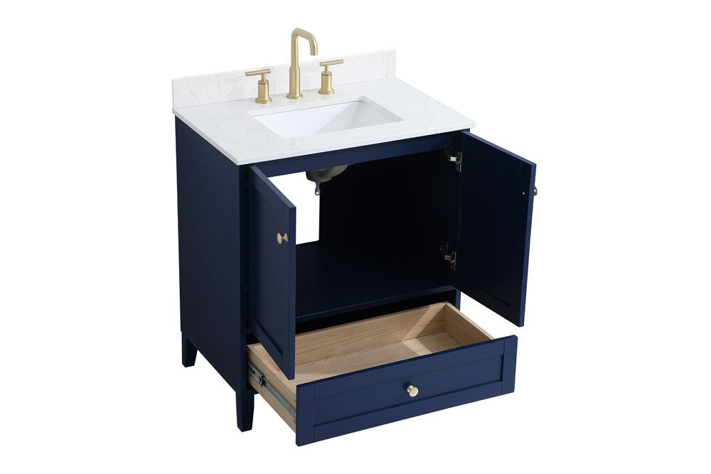 Elegant Furniture & Lighting - Sommerville 30 inch Single Bathroom Vanity in Blue with Backsplash - VF18030BL-BS veiw 15