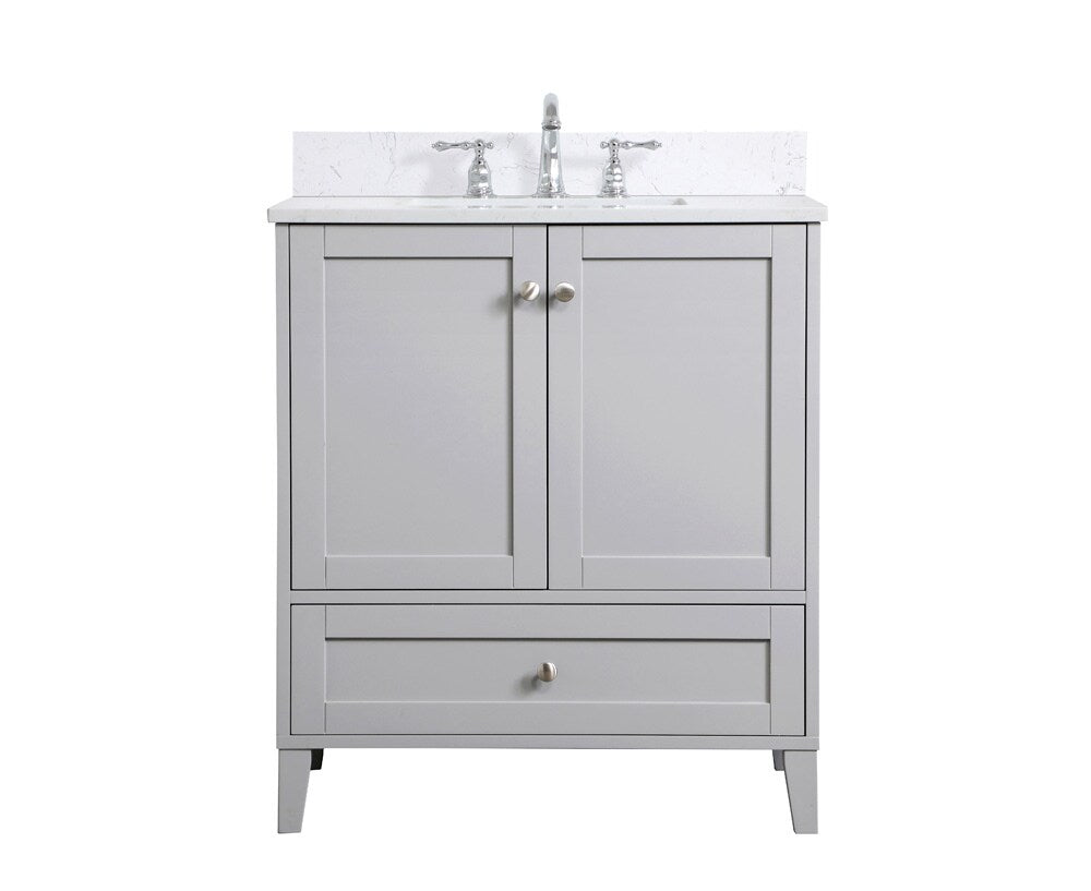 Elegant Furniture & Lighting - Sommerville 30 inch Single Bathroom Vanity in Grey with Backsplash - VF18030GR-BS veiw 1