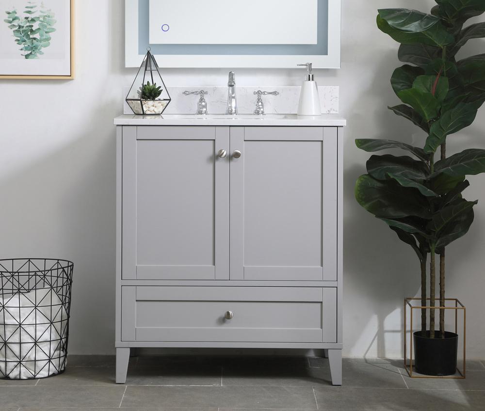 Elegant Furniture & Lighting - Sommerville 30 inch Single Bathroom Vanity in Grey with Backsplash - VF18030GR-BS veiw 2