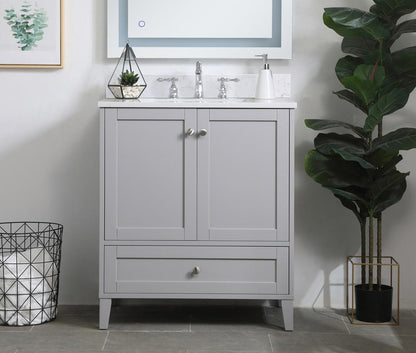 Elegant Furniture & Lighting - Sommerville 30 inch Single Bathroom Vanity in Grey with Backsplash - VF18030GR-BS veiw 2