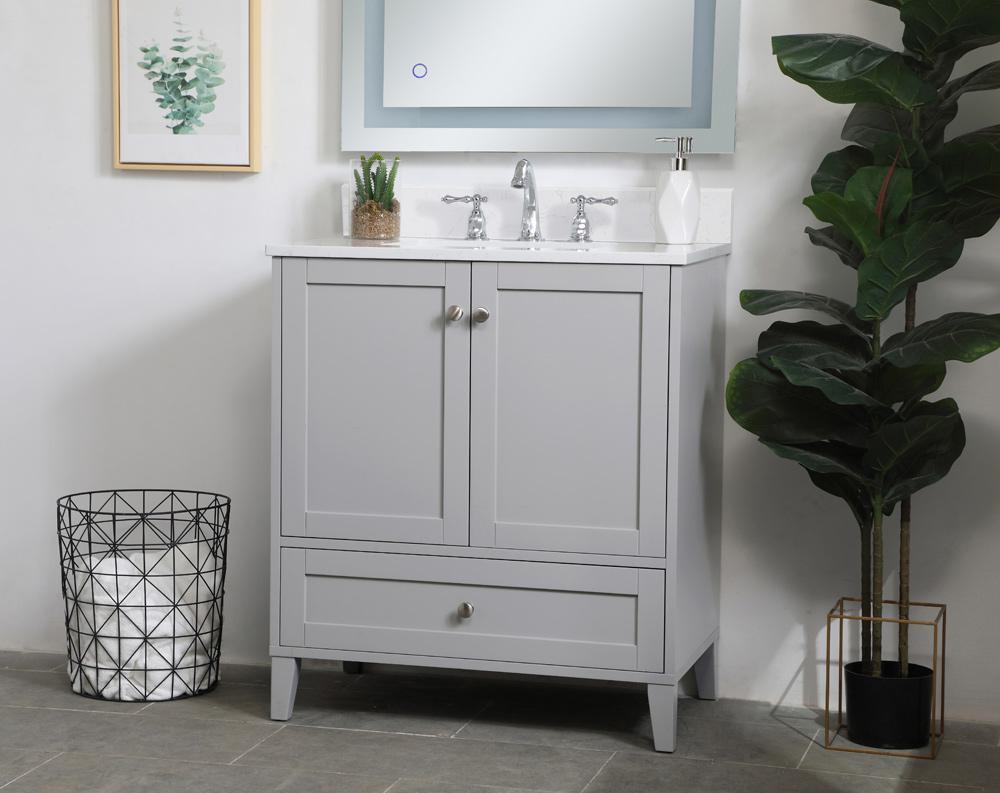 Elegant Furniture & Lighting - Sommerville 30 inch Single Bathroom Vanity in Grey with Backsplash - VF18030GR-BS veiw 8