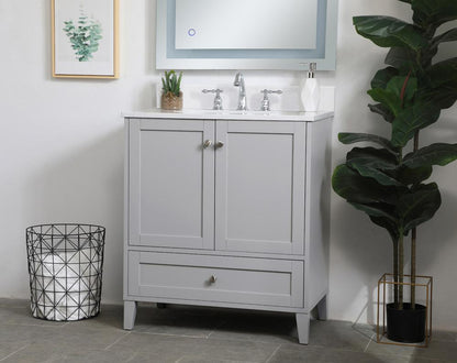 Elegant Furniture & Lighting - Sommerville 30 inch Single Bathroom Vanity in Grey with Backsplash - VF18030GR-BS veiw 8