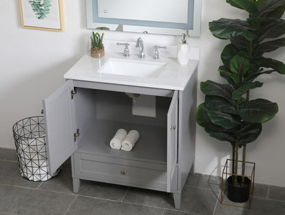 Elegant Furniture & Lighting - Sommerville 30 inch Single Bathroom Vanity in Grey with Backsplash - VF18030GR-BS veiw 9