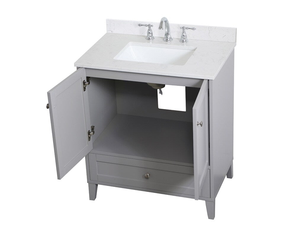 Elegant Furniture & Lighting - Sommerville 30 inch Single Bathroom Vanity in Grey with Backsplash - VF18030GR-BS veiw 15