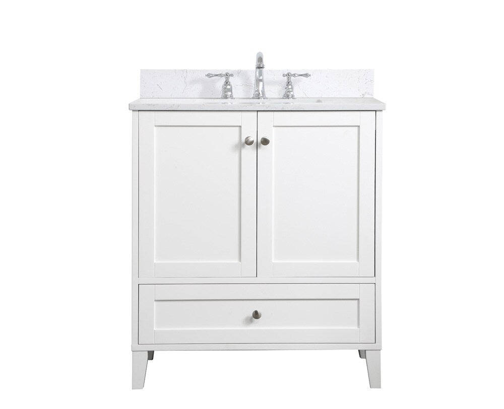 Elegant Furniture & Lighting - Sommerville 30 inch Single Bathroom Vanity in White with Backsplash - VF18030WH-BS veiw 1