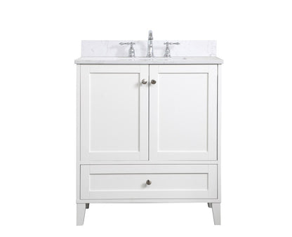 Elegant Furniture & Lighting - Sommerville 30 inch Single Bathroom Vanity in White with Backsplash - VF18030WH-BS veiw 1