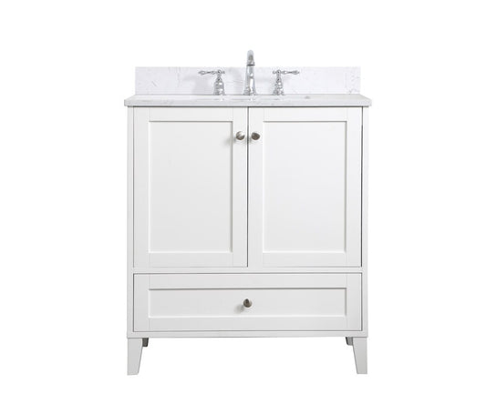 Elegant Furniture & Lighting - Sommerville 30 inch Single Bathroom Vanity in White with Backsplash - VF18030WH-BS veiw 1