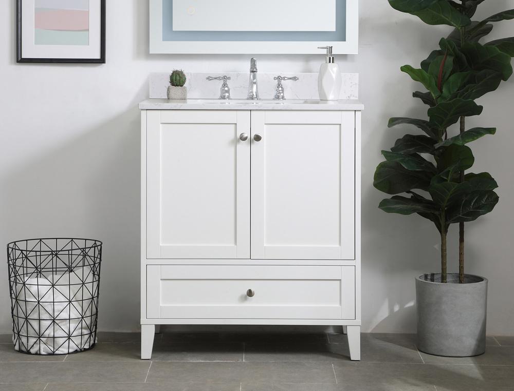 Elegant Furniture & Lighting - Sommerville 30 inch Single Bathroom Vanity in White with Backsplash - VF18030WH-BS veiw 2