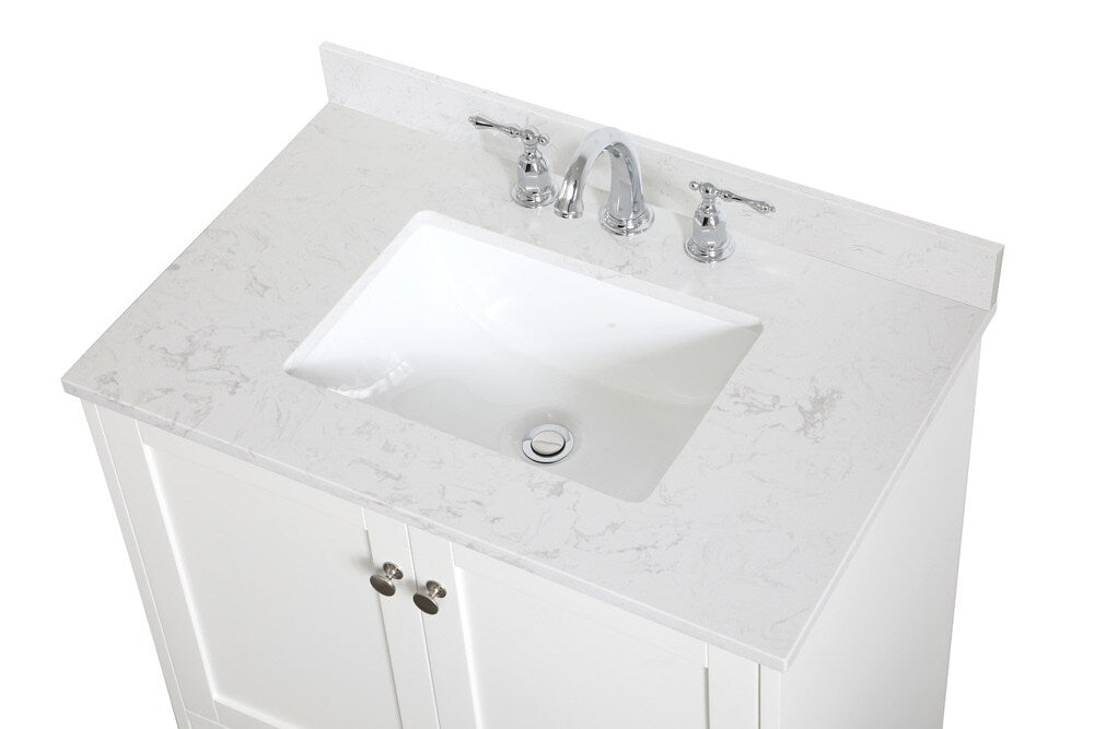 Elegant Furniture & Lighting - Sommerville 30 inch Single Bathroom Vanity in White with Backsplash - VF18030WH-BS veiw 3