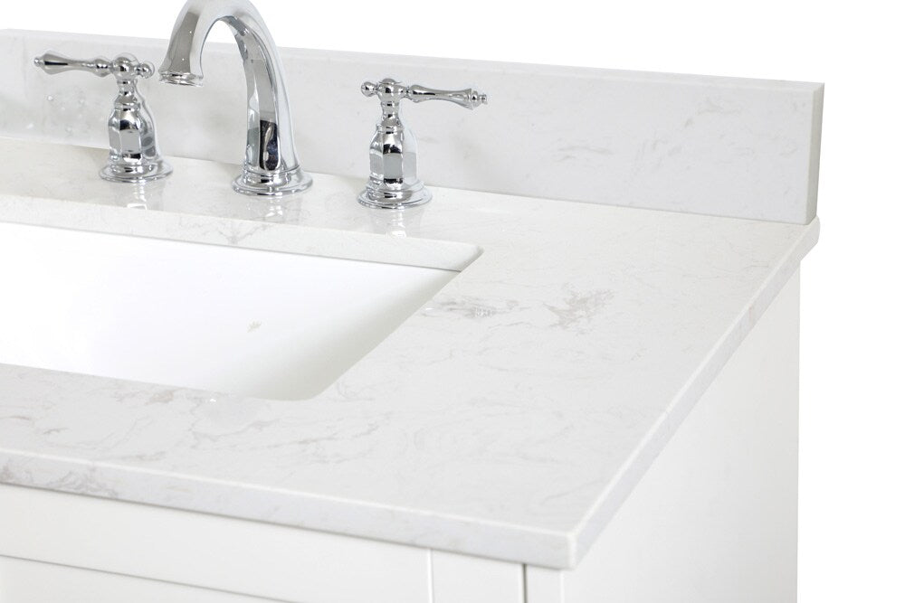 Elegant Furniture & Lighting - Sommerville 30 inch Single Bathroom Vanity in White with Backsplash - VF18030WH-BS veiw 4